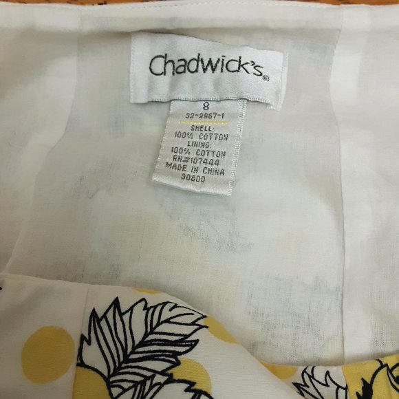 Chadwicks Yellow/navy polka dot flowers skirt 8 - Picture 4 of 5